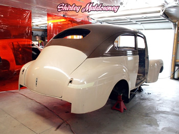 Back 3/4 of Shirley Muldowney's '40 Plymouth